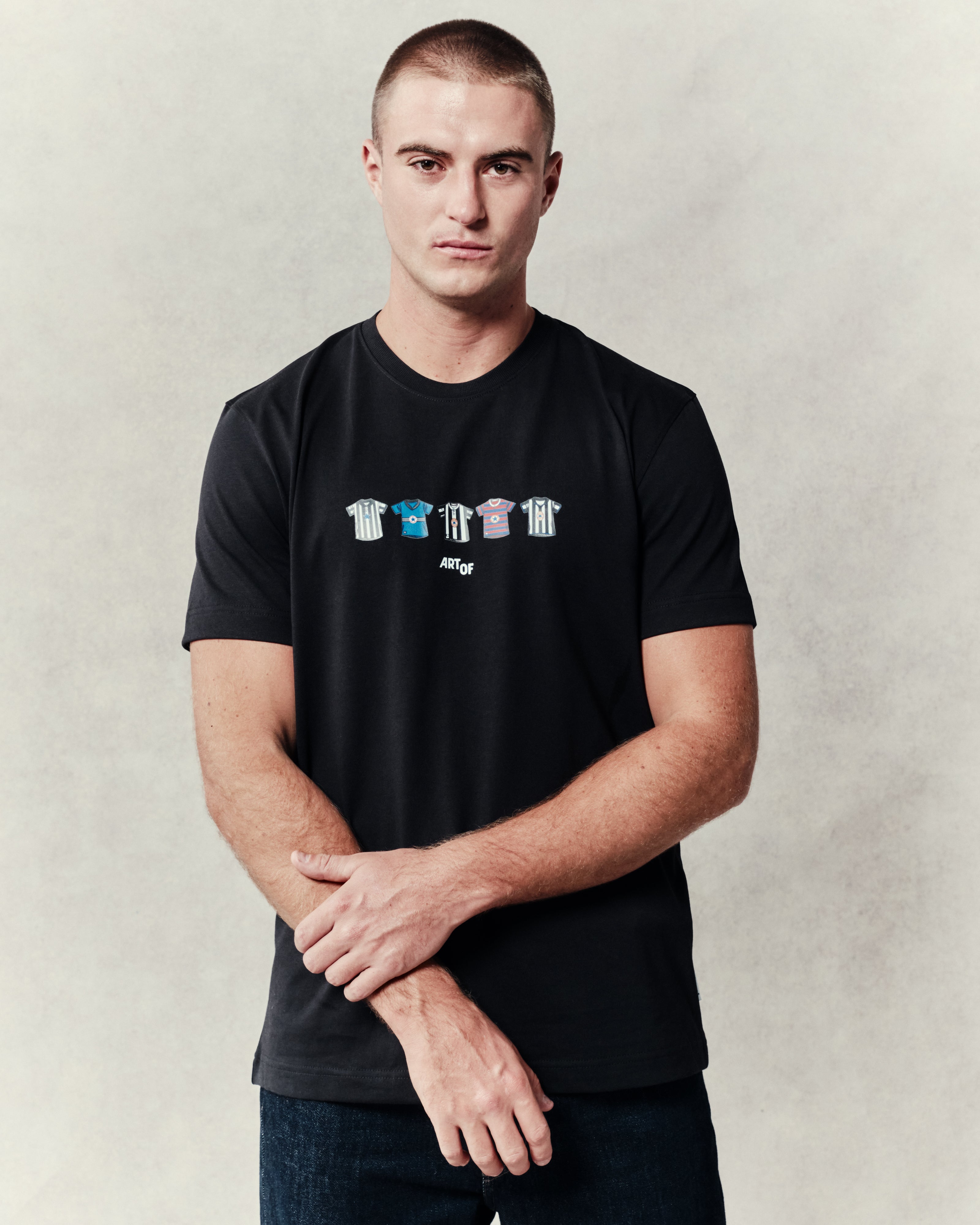 ART OF Toon Printed Classics Tee | Black Graphic Football T-shirt