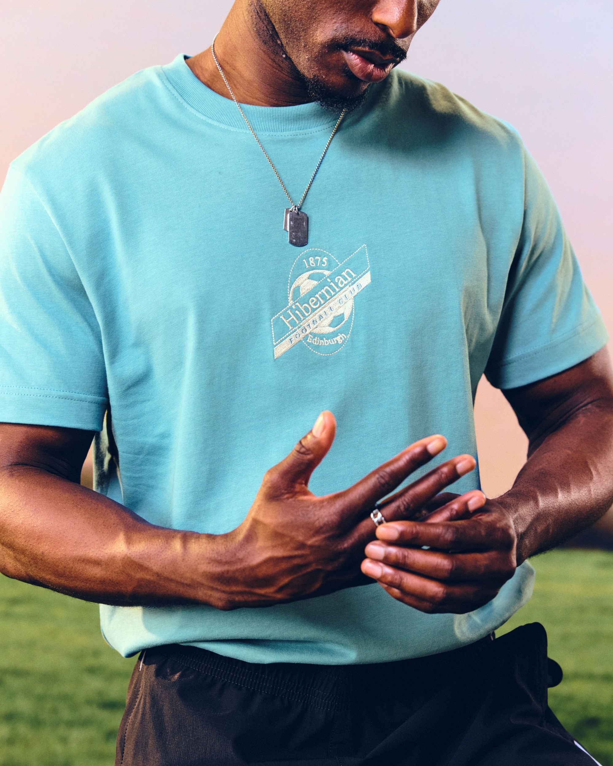 ART OF x Hibernian Embroidered Teal Tee | Hibs Football T-shirt