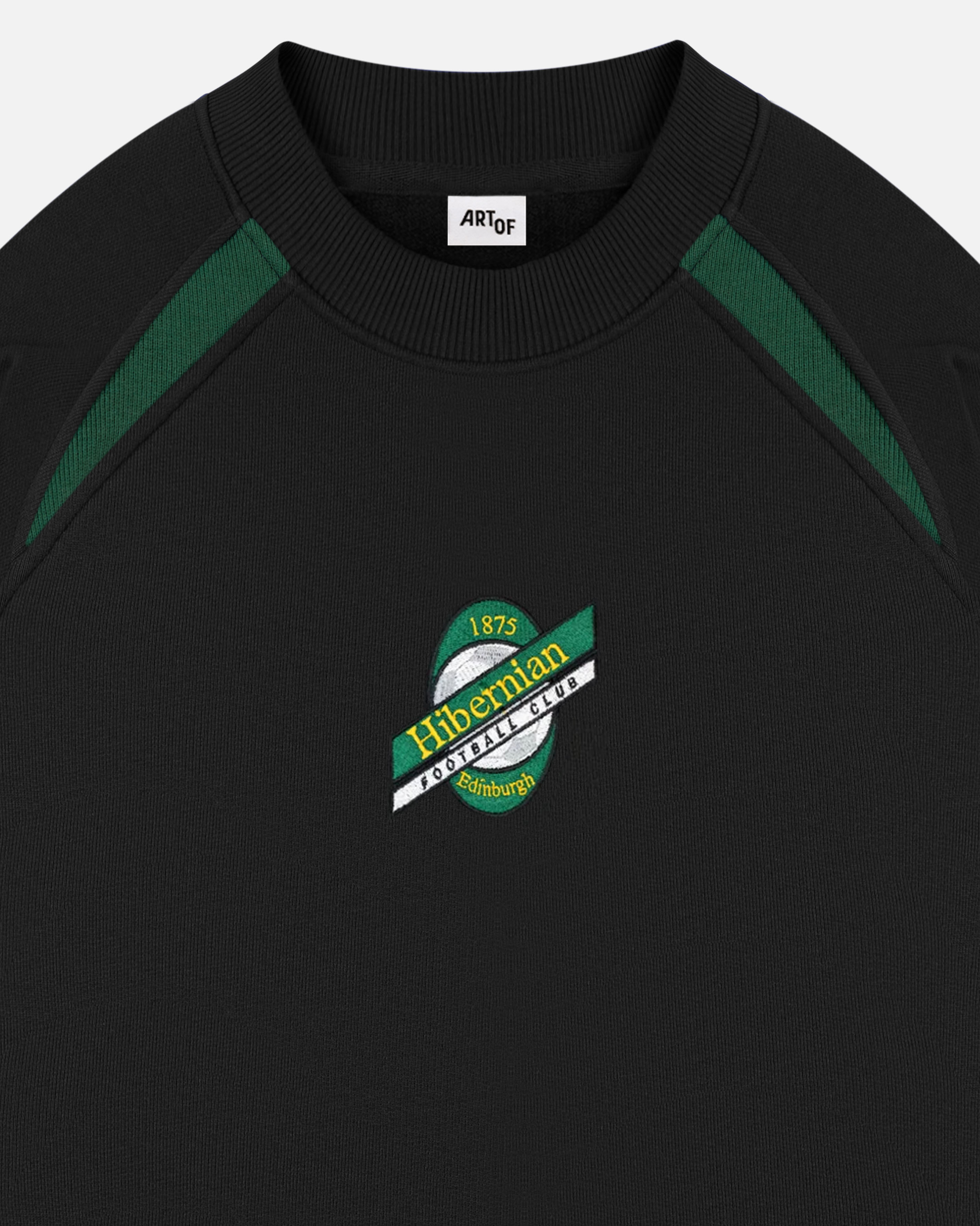 ART OF Hibernian Black Panelled Sweat | HFC Embroidered Football Merch