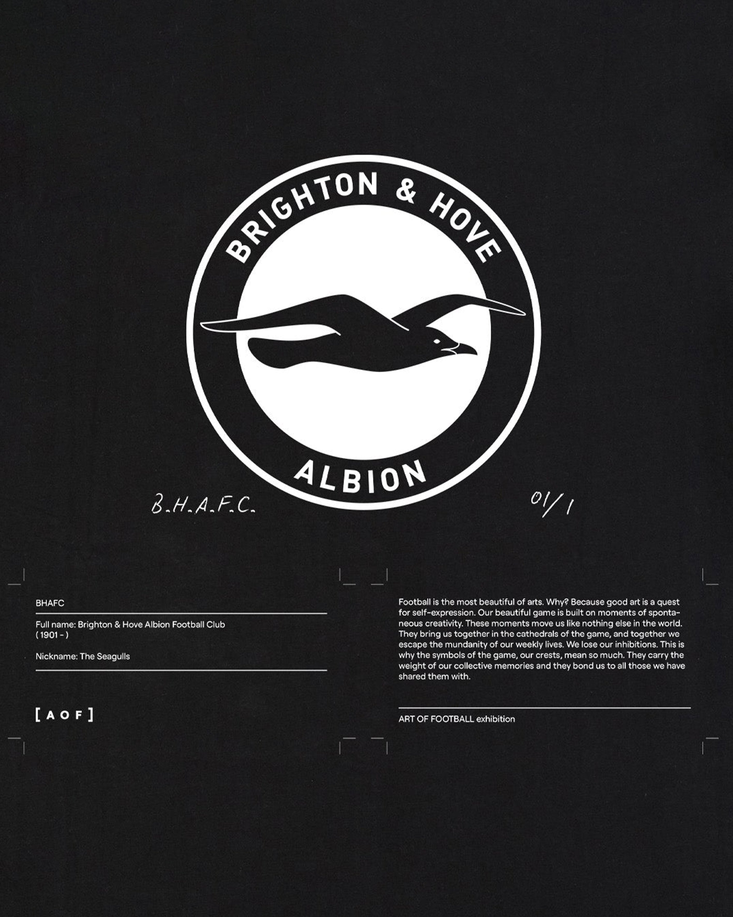 AOF x Brighton Exhibition Tee | Black Graphic T-shirt | Art of Football