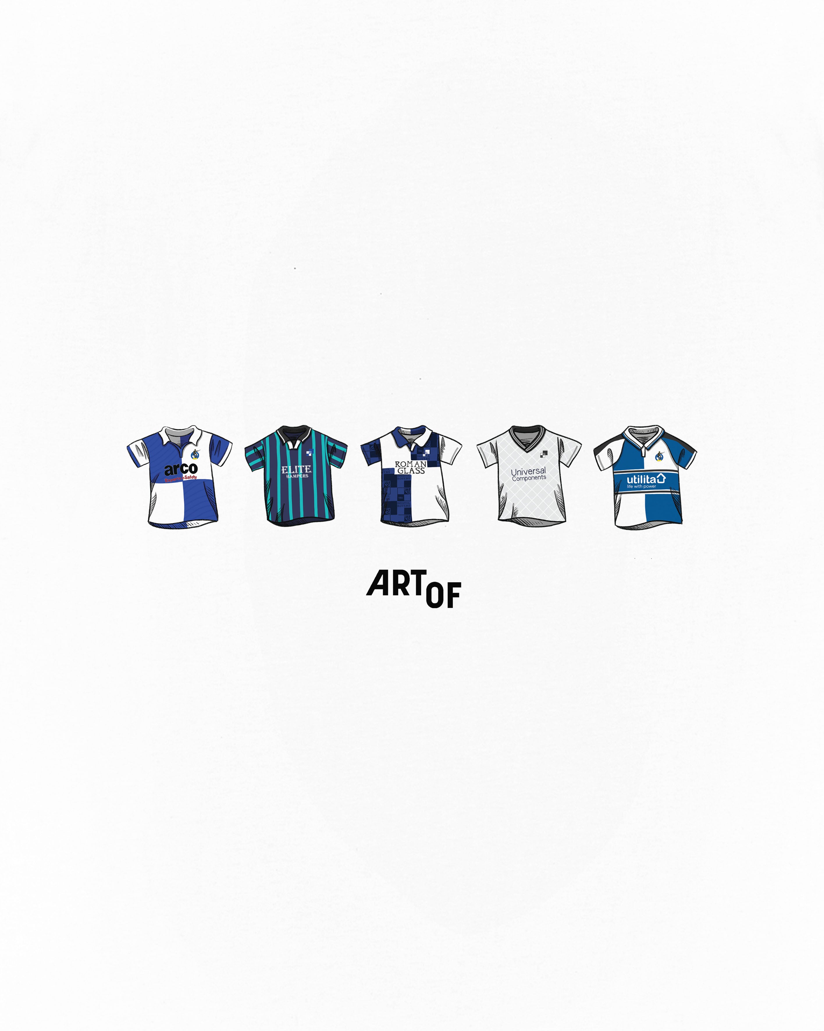 AOF Bristol Rovers Printed Classics Tee | ART OF Football White Tee
