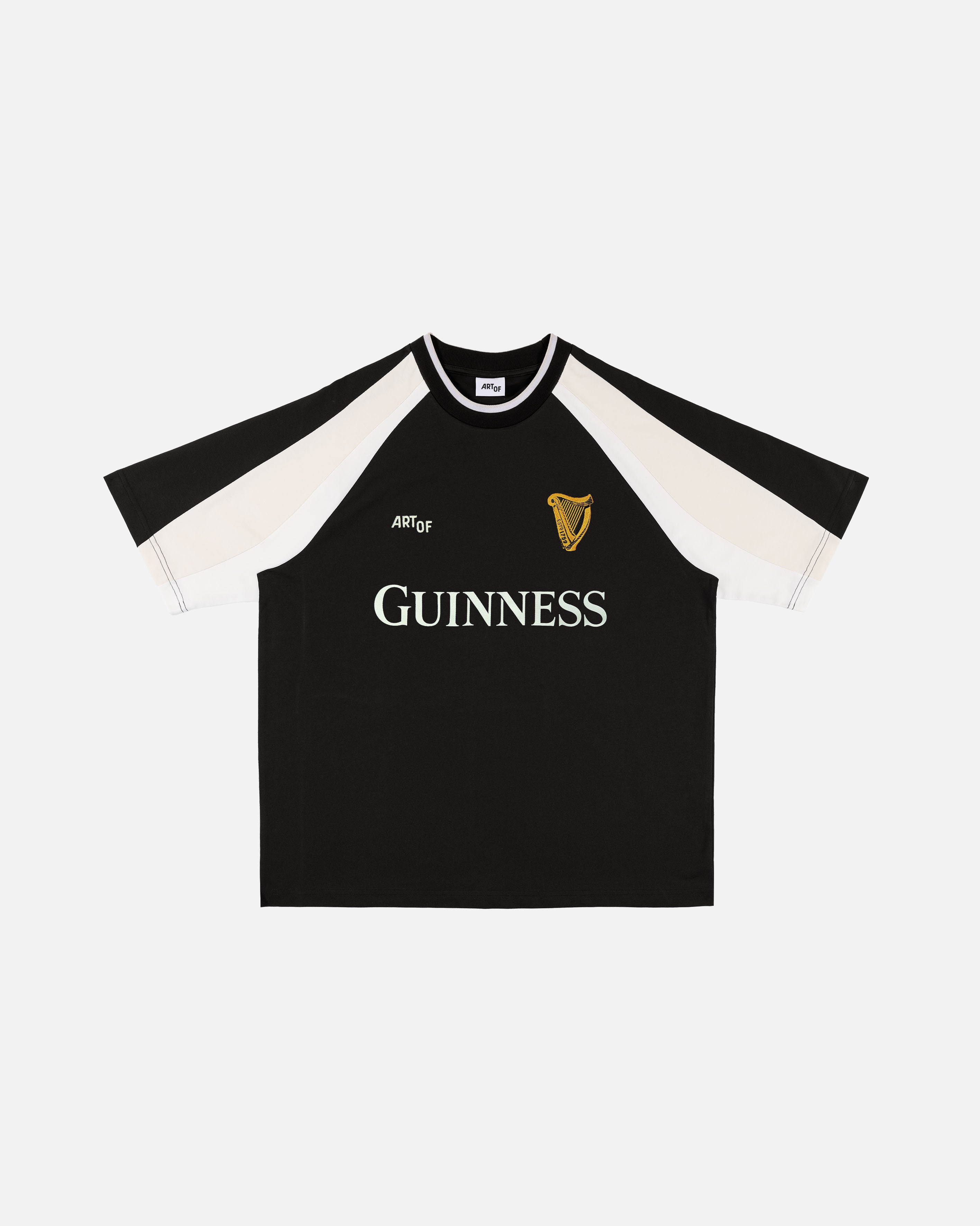 ART OF x Guinness 90s Oversized Panelled Tee | Black Football T-shirt